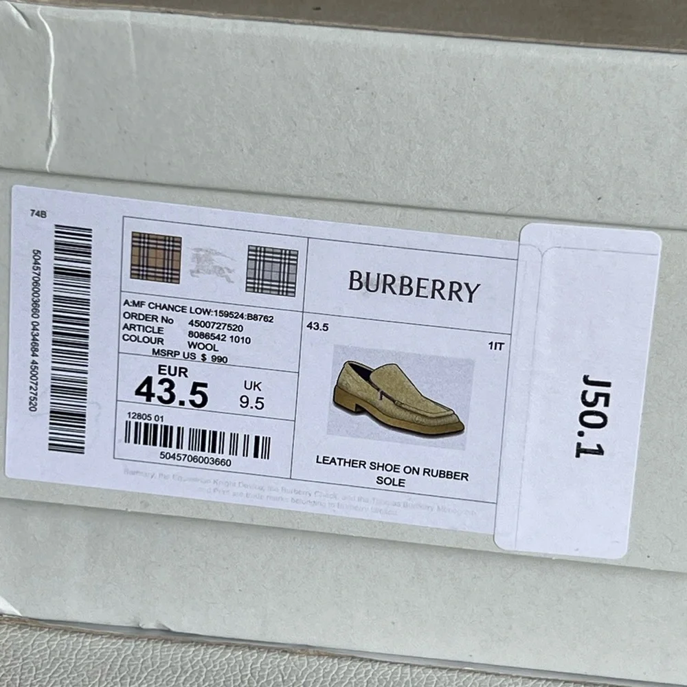 BURBERRY Chance Suede Loafers Size 10.5 (43.5 IT)